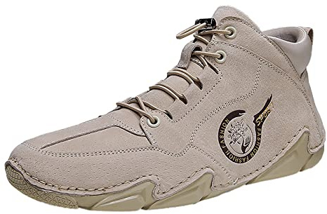 Scarpe da uomo in pelle, a piedi nudi, impermeabili, in pelle scamosciata, per attività all'aperto, stivaletti ergonomici, barefoot, scarpe da trekking, piedi larghi, impermeabili, 011 beige, 42 EU