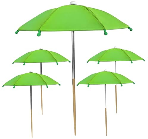 Bemonew Ombrelli per Piante da Esterno, 5 Pezzi Ombrello per Piante Ispessito Ombrello per Protezione Solare Mini Paralume con Telaio in Acciaio e Paletto in bambù, Verde