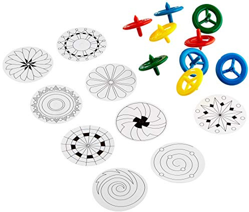 Baker Ross Toupies à colorier (Paquet de 12) - Mini jouets pour pochettes surprises des enfants, Coloris Assortis, 6.5 cm