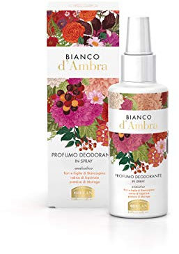 Helan, Bianco d'Ambra, Deodorante Donna Spray Delicato, senza Sali di Alluminio né Alcol, Dermopurificante e Astringente - Profumo Deodorante Traspirante, con Olii Essenziali, 100 ml - Made in Italy