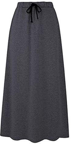 IDEALSANXUN Mujer Otoño Invierno Polar Forrado Cordón Elástico Cintura A-Line Falda Suave, Gris Oscuro, XX-Large