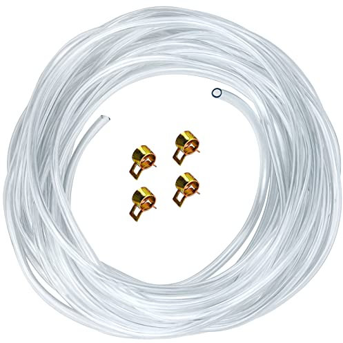 Gomma Trasparente 4mm x 6mm x 10m Tubo Silicone Flessibile in PVC Con 4 Fascette Stringitubo - Ideale per Acquario e Aria