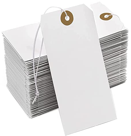 Sxdluzi ÉTiquette en Papier à Trou de Renfort avec AttachéE, 200 éTiquettes à Suspendre en Papier avec Corde éLastique AttachéE