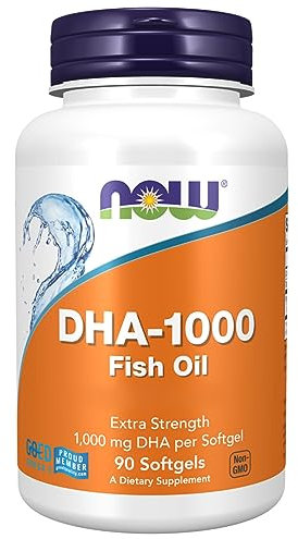 Now Foods, DHA-1000 Fish Oil, mit 1000mg DHA pro Kapsel, hochdosiert, 90 Weichkapseln, Laborgeprüft, Glutenfrei, Sojafrei, Ohne Gentechnik, Omega-3