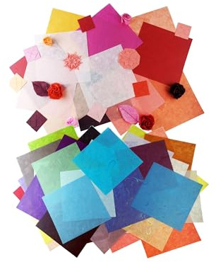 50 hojas de papel de morera con diseño de origami, para manualidades, papel washi, tarjetas, vidrio, decoupage (6.0 x 6.0 pulgadas)