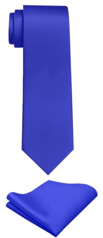 trilece Silk Royal Blue Tie and Pocket Square - Tie for Business, Wedding, Formal Necktie for Men