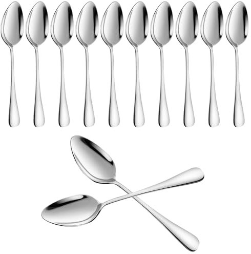 12 pezzi Cucchiai da Zuppa, Cucchiai da Tavola, Cucchiai in Acciaio Inox, per la casa, ristorante, hotel, uso quotidiano, lavabile in lavastoviglie