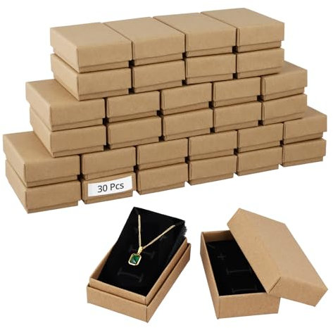 QWORK® 30 Pcs Jewelry Boxes, 8x5x3cm Cardboard Gift Boxes with Lid, for Necklace, Ring, Earrings Display