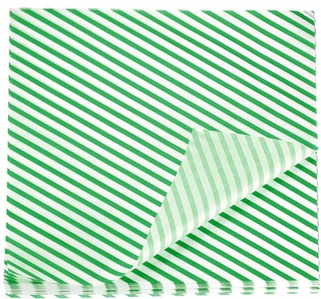 QUARKZMAN 100Pcs Papier Sulfurisé Feuille de Papier Ciré à Rayures Carrées 30cm x 30cm Papier Emballage Alimentaire Absorbant l'Huile pour Aliments Secs, pour Sandwichs, Pain, Vert