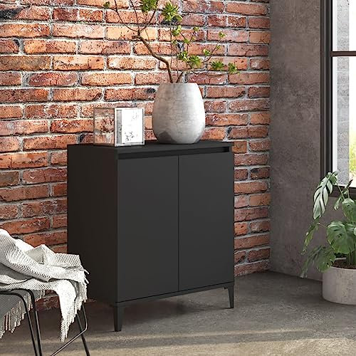 Myheimly Sideboard mit 2 Türen Kommode Anrichte Schrank Beistellschrank Mehrzweckschrank Standschrank Bücherschrank 60x35x70cm Holzwerkstoff Schwarz