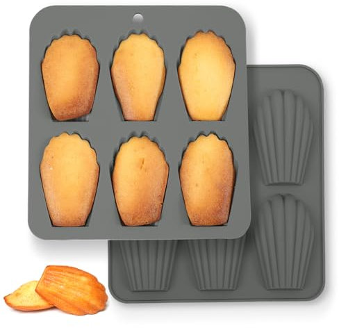 2 Stück Madeleine Backformen, Silikon Madeleine Backform, Madeleine Formen Silikon, BPA-frei, Einfache Freigabe, Muschelförmige Silikonformen für Madeleine, Kekse, Schokolade, Süßigkeiten, Pudding