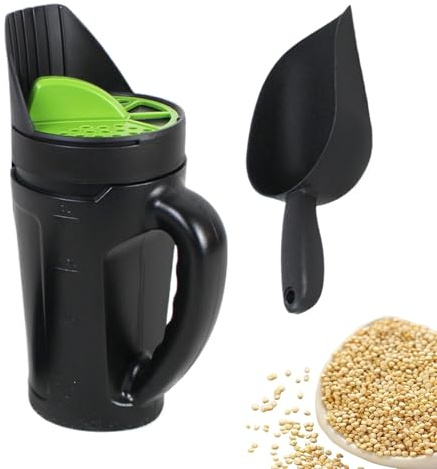 Spargisale | 2,5 l di dimensioni regolabili di apertura dispenser con pala – shaker multi foro, spargitore di cibo per terra, per giardino, prato