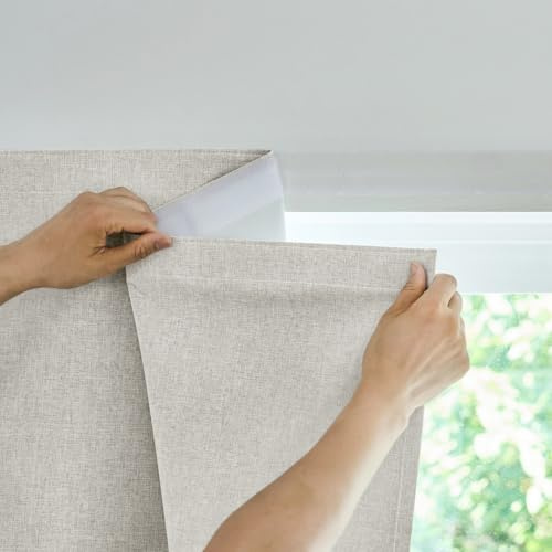 Jilron Rideaux Occultants Autocollants, 100% Imperméables à la Lumière, Sans Tringle, Sans Perçage, Idéal pour la Protection Solaire, Fenêtre Intérieure Pour l'Intérieur (Beige Clair-H152 x L87 cm