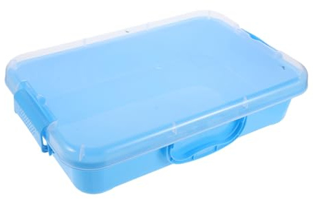 ERINGOGO Sand Box with Lid Safe Transparent Blue Storage Tray for Sand and Molds Multifunctional Indoor Outdoor Play Equipment for Home Preschool Enhances Creativity and Organized Play
