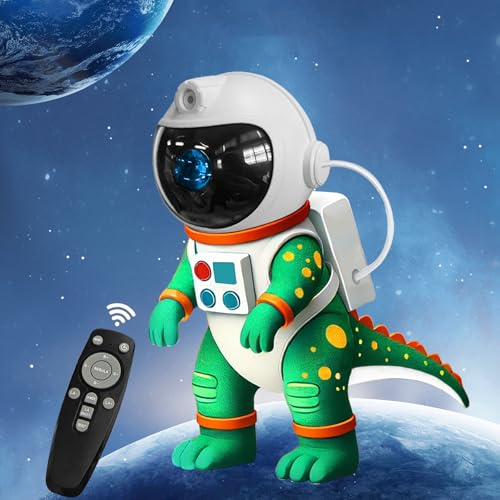 TABKSOLA Galaxy-projektor med astronautdinosaurie, 8 ljuslägen, timer och fjärrkontroll, perfekt för sovrumstak (grön)