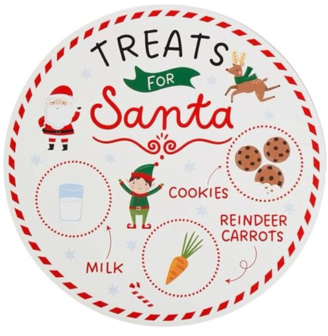 eBoutik - Piatto natalizio natalizio per bambini del 2025, tavola festiva infrangibile da 30 cm con sezioni latte e biscotti per Babbo Natale e Rudolph - Magica decorazione natalizia