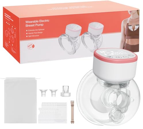 Milchpumpe Elektrisch freihändig – BPA-frei, elektrische tragbare Milchpumpe, aus lebensmittelechtem Silikon, mit 5 Modi und 15 Stufen, geräuscharm – 1 Stück, Rosa