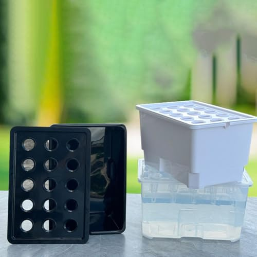 Grande fioriera per piante acquatiche con 15 fori per piantare, struttura trasparente per il monitoraggio delle radici, supporta il giardinaggio indoor meno terreno su davanzali e controsoffitti (nero