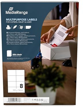 MediaRange Universal-Etiketten, stark haftend, 105x74mm, weiß, 400 Etiketten