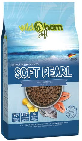 Wildborn Soft Pearl 12 kg getreidefreies Hundefutter mit 75% frischem Fischfleisch | Halbfeuchtes Trockenfutter für Hunde | getreidefreie Rezeptur aus Deutschland
