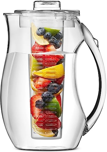 Water Infuser Pitcher By Home Essentials & Beyond – Shatterproof Acrylic – Elegant Durable Design – Ideal for Iced Tea, Fruit Infused Water and Juice (93 oz)