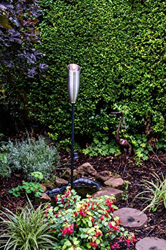 Ivyline Hochwertige Gartenfackel aus Edelstahl, 150 cm, in Sichtverpackung, 12 Stück