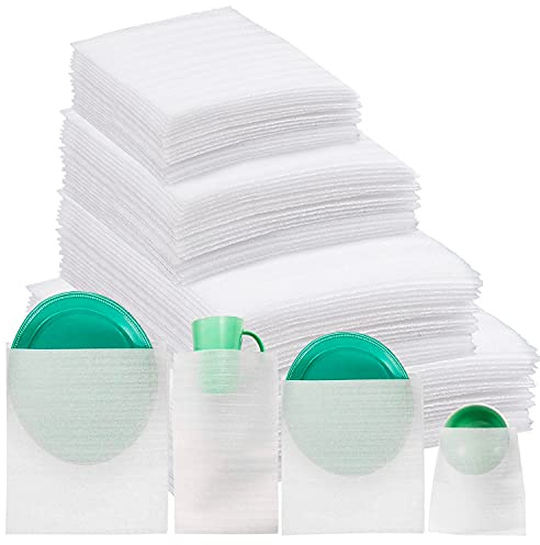 Foam Pouches & Foam Wrap Sheets,4 Sizes 80 Count Foam Wrap Sheets Cushioning for Moving, Shipping, Packaging, Storage-Safely Cushion Wrap for Dishes, Furniture, Glasses, Plates,Cups (Mixed 1)