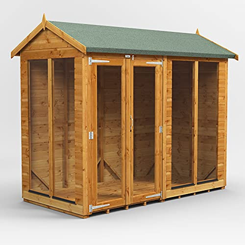 Powersheds High Grade Premium Apex Summer House Wooden Shed with Security Features, PVC Window Sills, Door & Window Flexibility, made from Extra Thick Timber