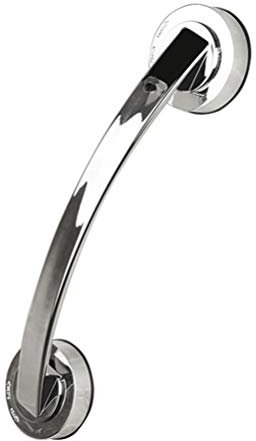 DOITOOL Suction Bathroom Grab Rails, 30cm Plastic Suction Shower Handle Grab Bar, Bathtub Safety Handle Support Bar for Elderly, Kid, Injury, Silver (Round Diameter: 6.5cm; Total Length: 30cm)