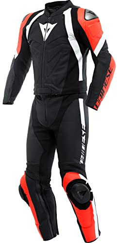 DAINESE Avro 4 Tuta in pelle da moto in 2 pezzi, nero/rosso/bianco, 50
