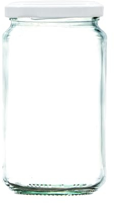 Wares of Knutsford 1lb / 370ml Airtight Glass Jam Jars with Coloured Twist Lids | Preserving Jars for Jam, Honey, Chutney & Marmalade | Dishwasher Safe (White Lid, 300)