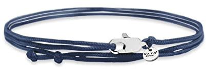 Nato Cuff - Bracciale Wrap avvolgente in Nylon a doppio involucro - Fatto a mano in Francia - Regolabile - Gioiello Uomo o Donna (Blu)