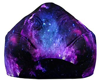 Treer Bean Bag Covers Without Filling, Galaxy Pattern Ultra Soft Cotton Linen Beanbag Chair Cover Large for Kids & Adult, Zipper Bean Bag Chair Sofa Cover - Organizer (100x120cm,Universe)