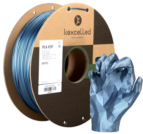 kexcelled PLA Metallic 1,75 mm, Seide Metal 3D Druck Filament PLA +/- 0,03 mm, Metalloberfläche, Papprolle, 1 kg Spule (2,2 lbs), Glänzend, für FDM-Drucker, Blau
