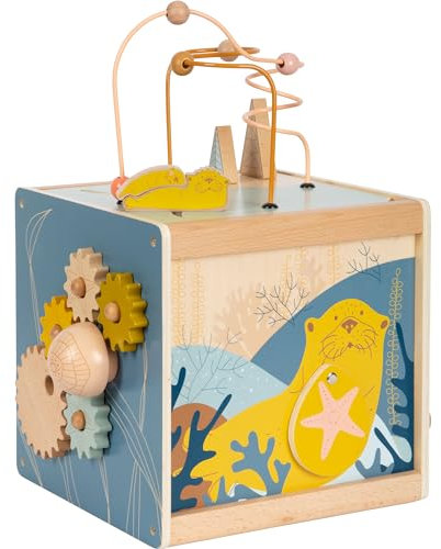 small foot Motorikwürfel Seaside aus Holz, vielfältiges Motorikspielzeug für Kleinkinder, ab 12 Monaten, 12393