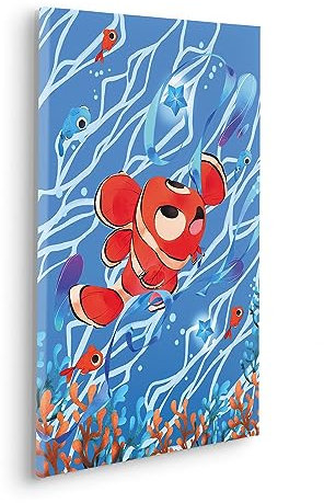 Komar Komar Tableau sur châssis – Carefree Nemo – Dimensions 40 x 60 cm – Image murale pour chambre d'enfant, chambre d'enfant