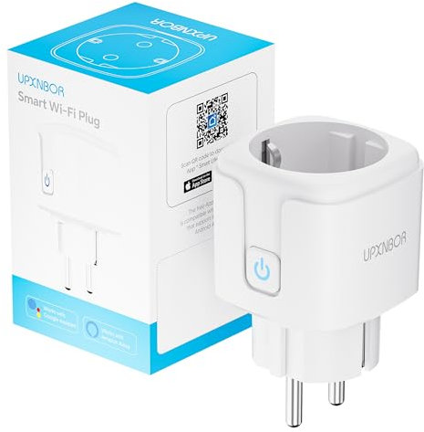 UPXNBOR Prise intelligente, prise WiFi 16 A pour maison intelligente avec mesure du courant, prise Alexa fonctionne avec Alexa, Google Home, minuterie et accès à distance APP