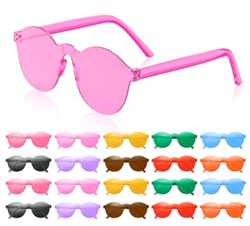 Kangtaixin Party Brillen Sonnenbrille - 20 Stück Hippie Brille - Rund Herz Sonnenbrille Lustige Partybrillen für Fasching Foto Requisiten Geburtstagsfeier für Kinder und Erwachsene