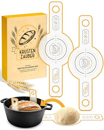 KRUSTENZAUBER Set di 2 anelli rotondi per il pane, in silicone resistente come accessorio per la cottura del pane. Il tappetino da forno garantisce un facile sollevamento del pane dalla pentola