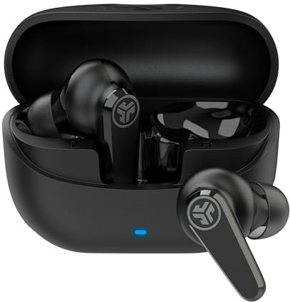 JLab Go Pods ANC - Auriculares inalámbricos Bluetooth con cancelación Activa de Ruido Híbrida, Autonomía 26h+, Llamadas Claras, Multipunto, Modo Ambiente, IP55, Audio Personalizable con App, Negro