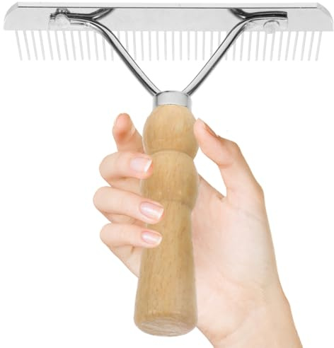 Gatuida Metal Handle Pet Comb Horse Hair Cleaning Brush Ergonomic Non-Slip Grooming Tool for Horses and Dogs Deshedding and Dematting Accessory