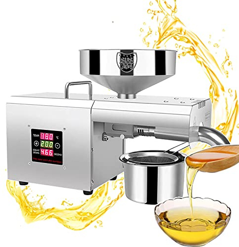 Pressa per olio automatica per uso domestico da 610 W, asta di pressatura da 236 mm, resa dell'olio: > 90%, lavoro continuo per 24 ore, funzionamento a chiave - per olive, cocco, girasole, 11 kg