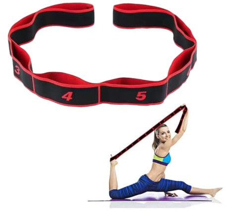KEWUF 1 Pcs Banda elástica de Gimnasia para niños, Correa de Estiramiento con bucles, Bandas de Resistencia para Entrenadores en Entrenamiento de Gimnasia, Yoga, latín - Rojo