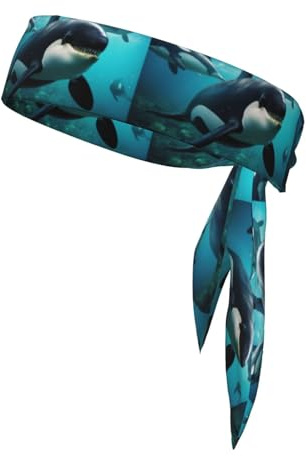 Killer Whales Swim Along Print Men And Womendouble-Sided Headscarf,Moisture-Wicking Sports Headband,Running,Football And Track And Field