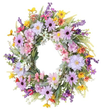 Guirlande Artificiel, Couronne Artificielle Décorative pour Porte d'entrée, Couronne de Pâques porte d'entrée, Décoration de Printemps Couronne, Ornement Suspendu Réutilisable, pour Maison, Ferme, Mur