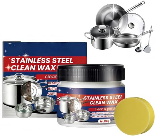 Stainless Steel Clean Wax & Polish, Rust Remover for Metal & Stainless Steel Sink, All Purpose Kitchen Cleaner & Scratch Remover Kit, Powerful & Versatile Metal Cleaner for Wide-Ranging Application