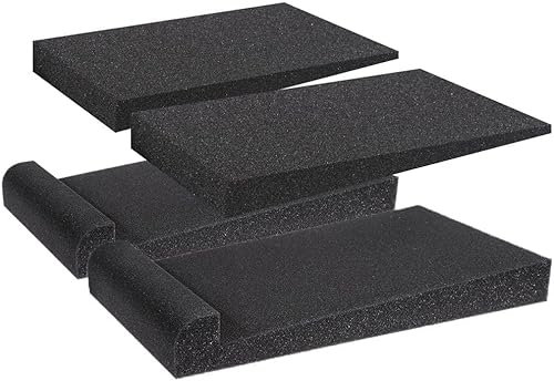 Anpro Lot de 2 coussinets d'isolation acoustique pour moniteur de studio, base de haut-parleur stabilisateur, 30 cm x 17 cm x 3,5 cm (noir)