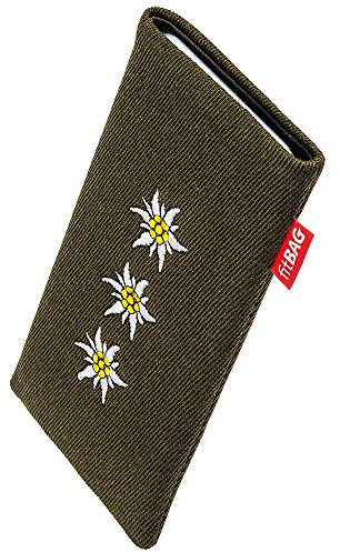 fitBAG Traditionell elegant vit mobilväska, väska av textiltyg med innerfoder av mikrofiber för Samsung Galaxy S10 (SM-G973F) | Fodral med rengöringsfunktion | Tillverkad i Tyskland