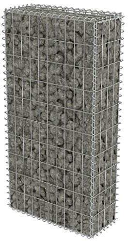 vidaXL Gabion Wall Galvanised Steel 50 x 20 x 100 cm Gabion Stone Basket Wire Basket Silver