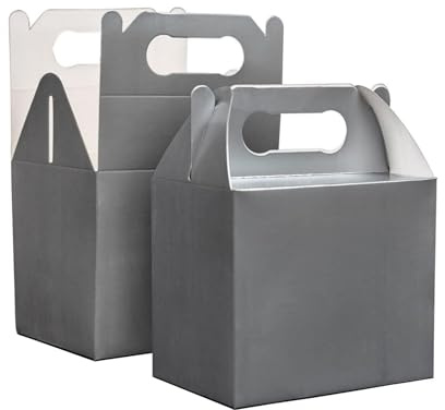 SHATCHI Food Boxes lunchlådor för barn, för att ta med, födelsedag, bröllop, tårta, mat, party, 20 stycken, silver